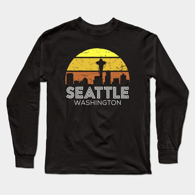 Seattle Washington Sunset Long Sleeve T-Shirt by Design_Lawrence